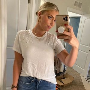 White Express T-shirt with pearls